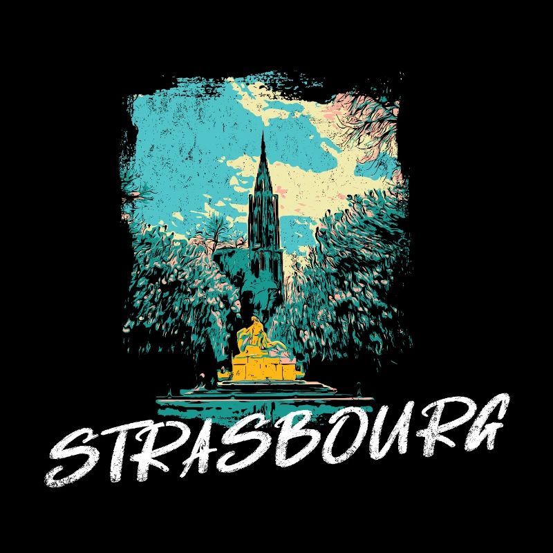 Strasbourg, Cathedral Retro City Illustration