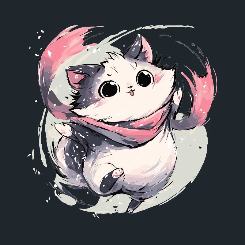 Chaton câlin avec écharpe rose
