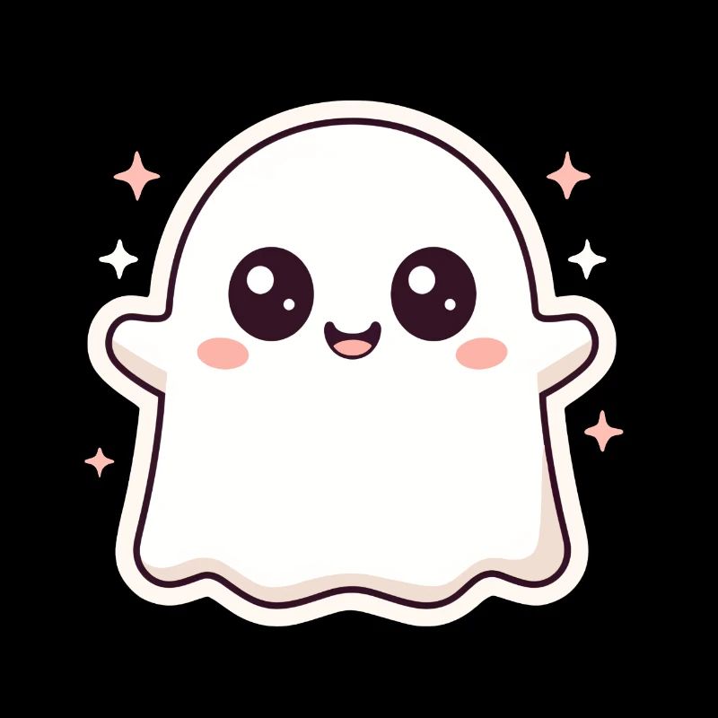 Fantôme kawaii avec des paillettes – Halloween Mignon