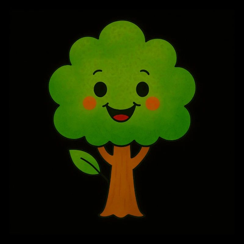 Arbre de dessin animé mignon - Motif de nature amusant pour