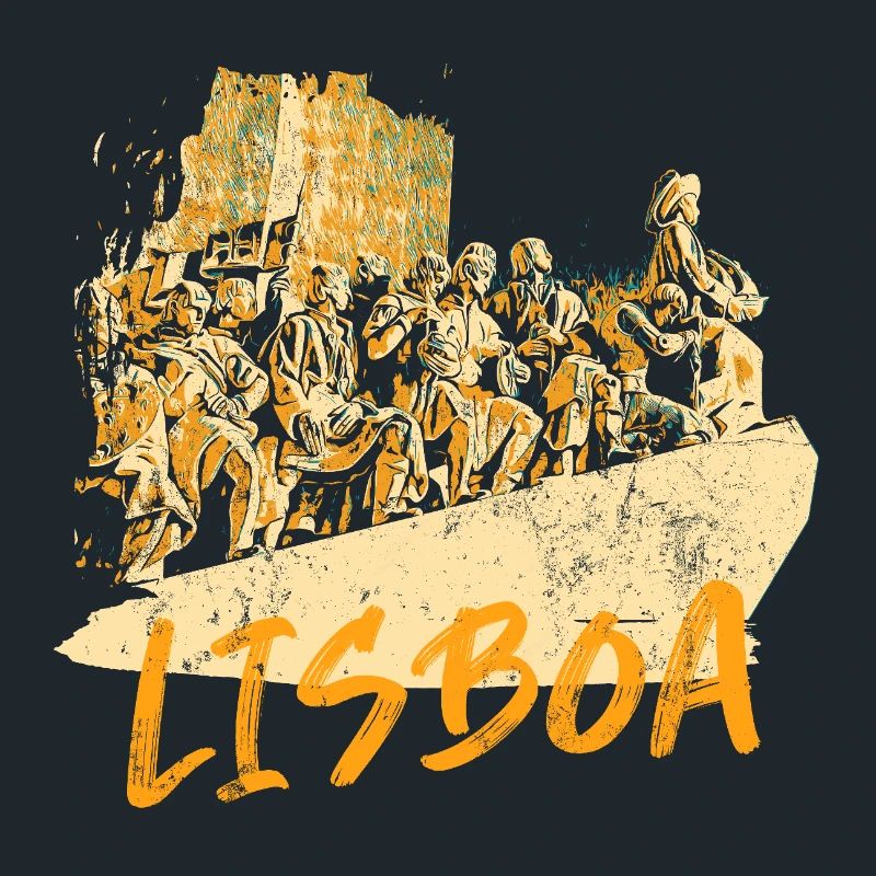 Monument Découvertes Lisbonne illustration ocre