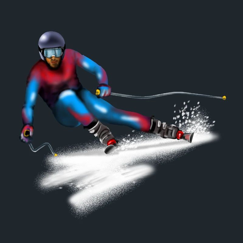 Bunter Skifahrer in Action