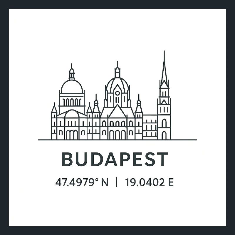 Budapest, Line Art, Silhouette, Point de repère