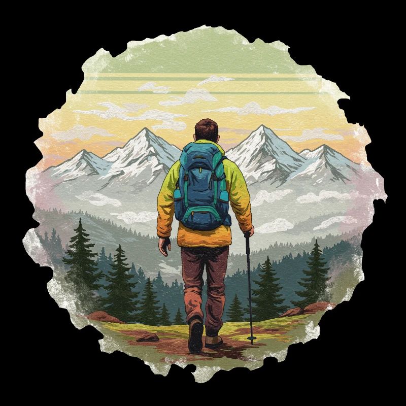 Wanderer am Sunset Mountain Ridge