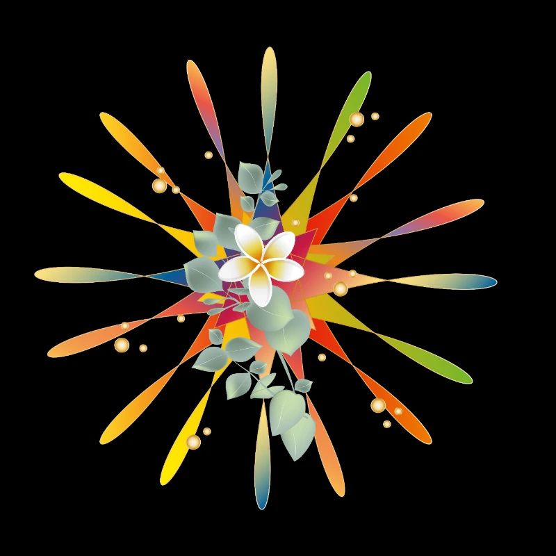 Étoile arc-en-ciel radieuse avec fleur exotique