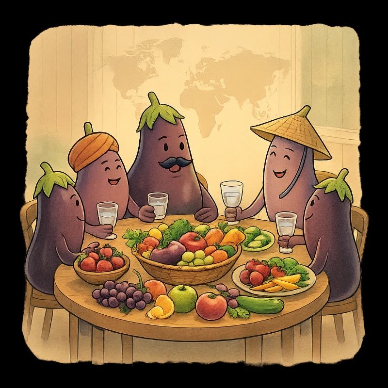 La société de l’aubergine à la table festive