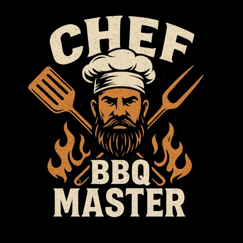 BBQ Master Chef Motif with Flames
