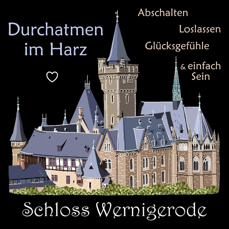 Wernigerode dans les montagnes du Harz, dessin manuscrit du château