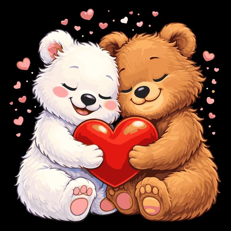 Verliebte Bären mit Herz – Valentinstagsmotiv