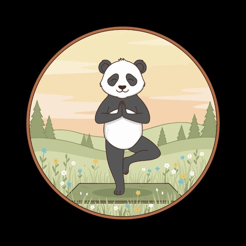 Yoga Panda Bear faisant de l’art en posture d’arbre