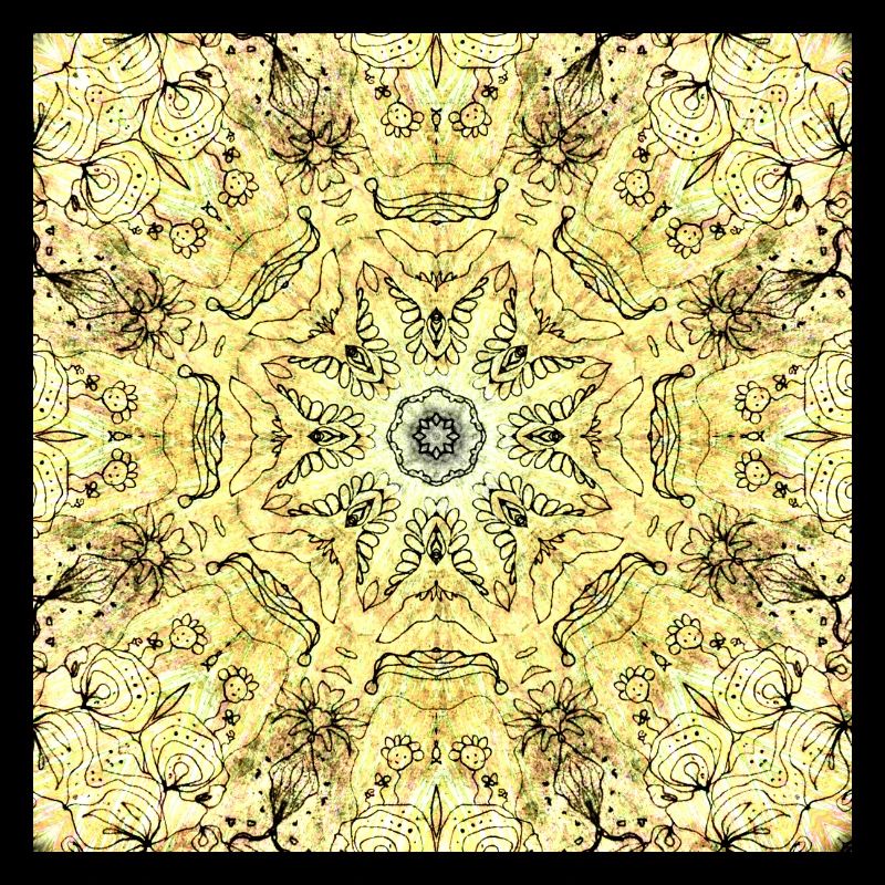 Mandala jaune-vert kaléidoscopique