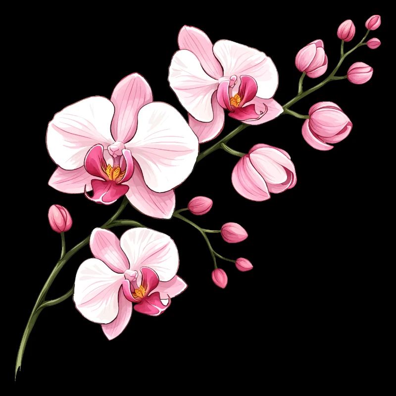 Illustration de branche de fleurs d’orchidée Motif floral