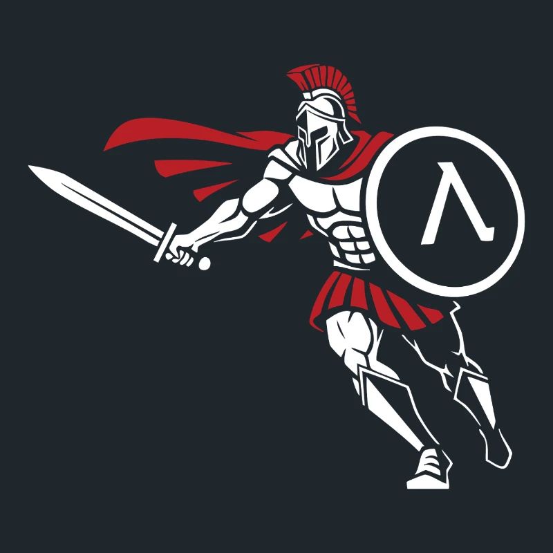 Spartiate Attaque Épée Bouclier Mascotte Spartan