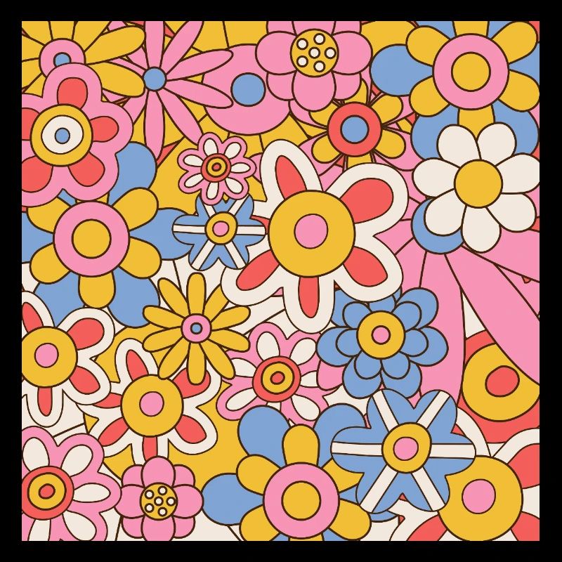 Retro Flower Power Pattern – 70s Hippie Floral 