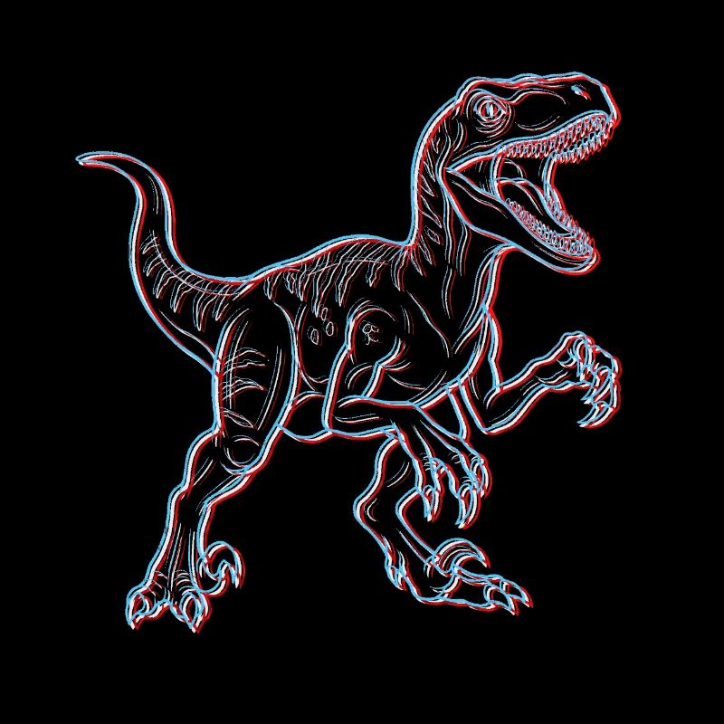Squelette 3D de dinosaure néon