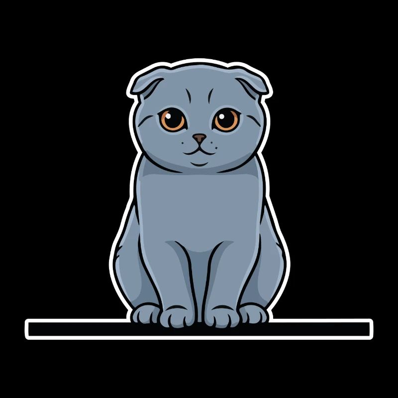 Chat Scottish Fold Gris Yeux Ambrés Portrait