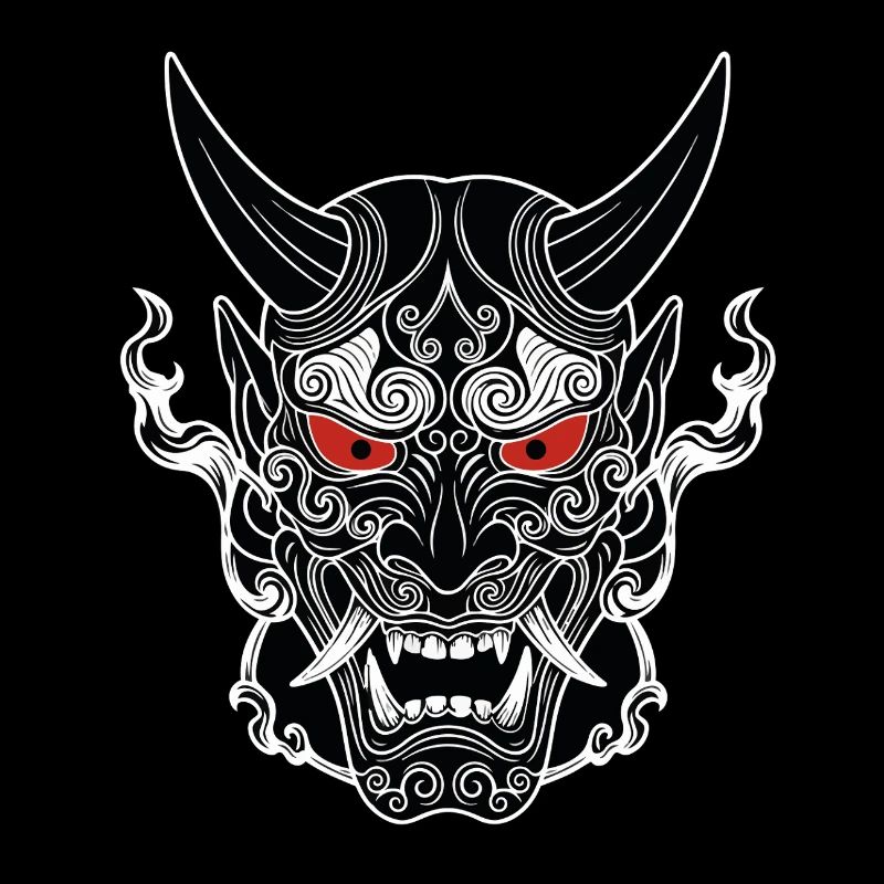 Oni Japan Demon Gothic Black White Mask