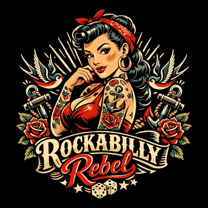 Rockabilly Rebel: Pin-Up with Old School Tattoo