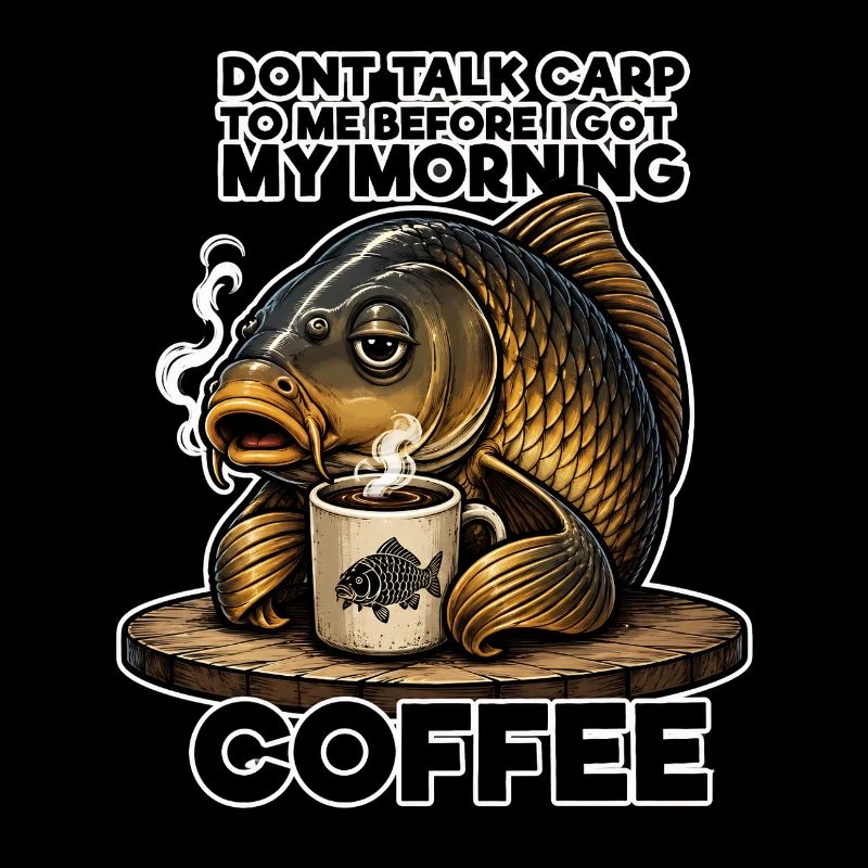 Humour matinal de la pêche à la carpe au café