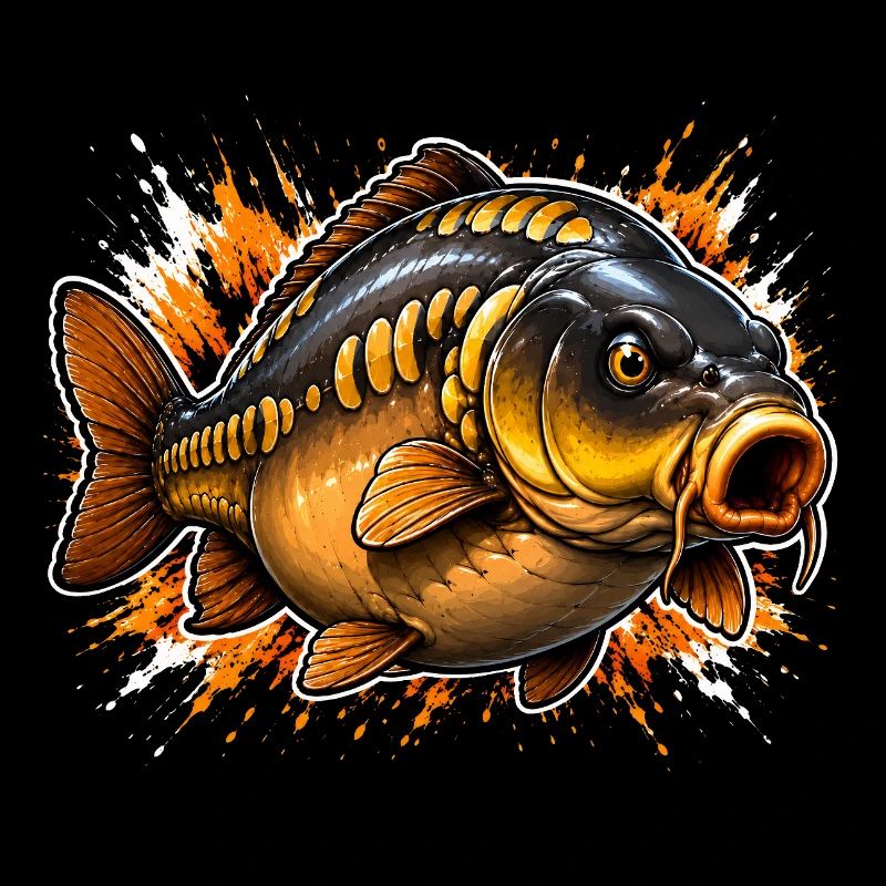 Explosives Spiegel-Karpfenfischen-Design
