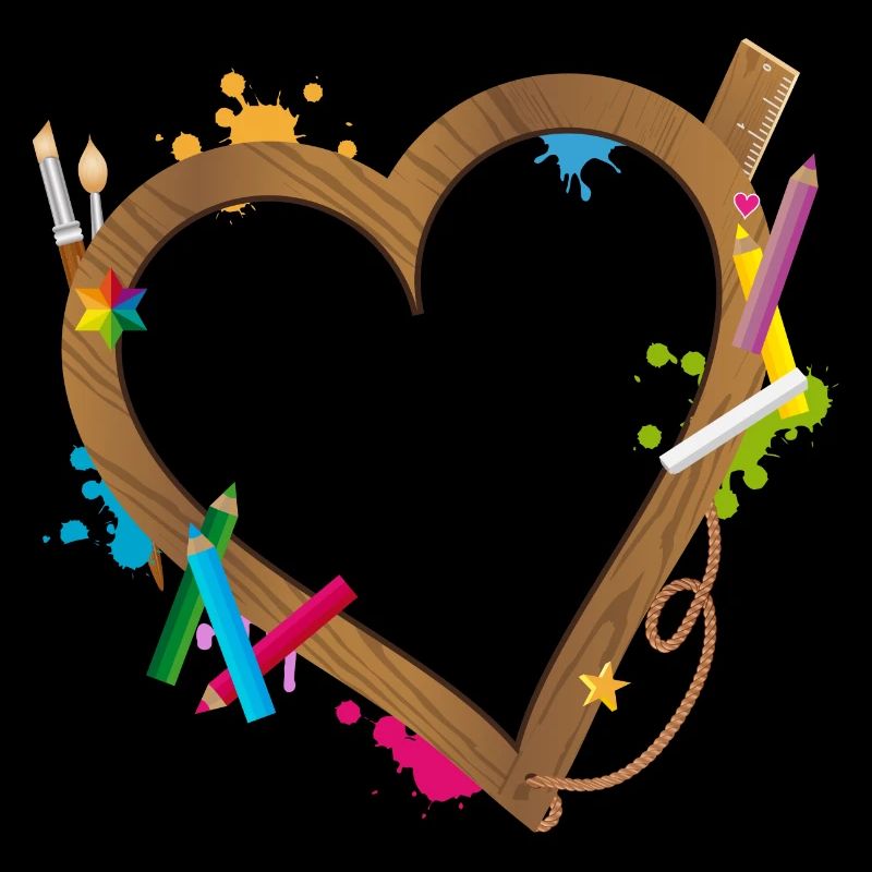 Heart shape frame for school beginners at the start of school