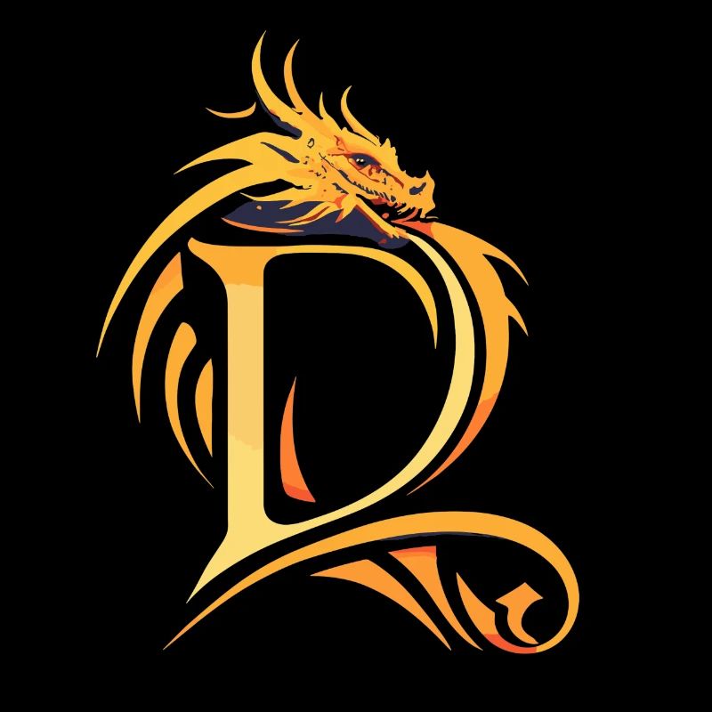 Buchstabe D mit Drache