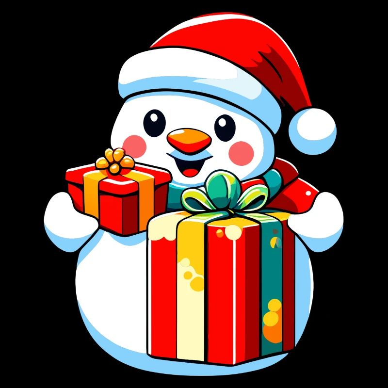 bonhomme de neige avec cadeaux