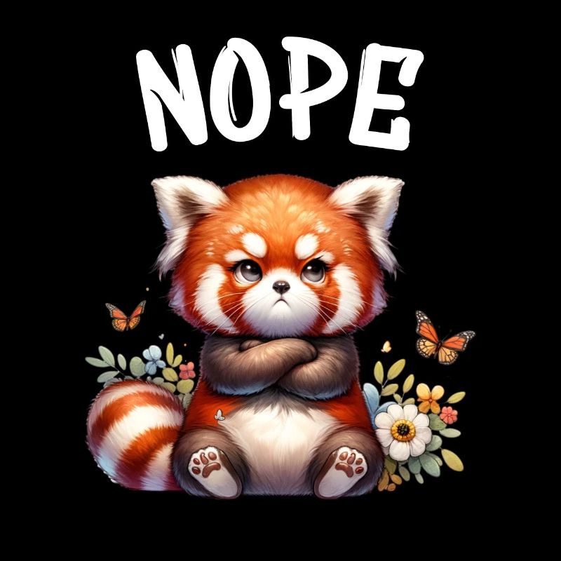 Red Panda Funny Saying Nope Fire Fox
