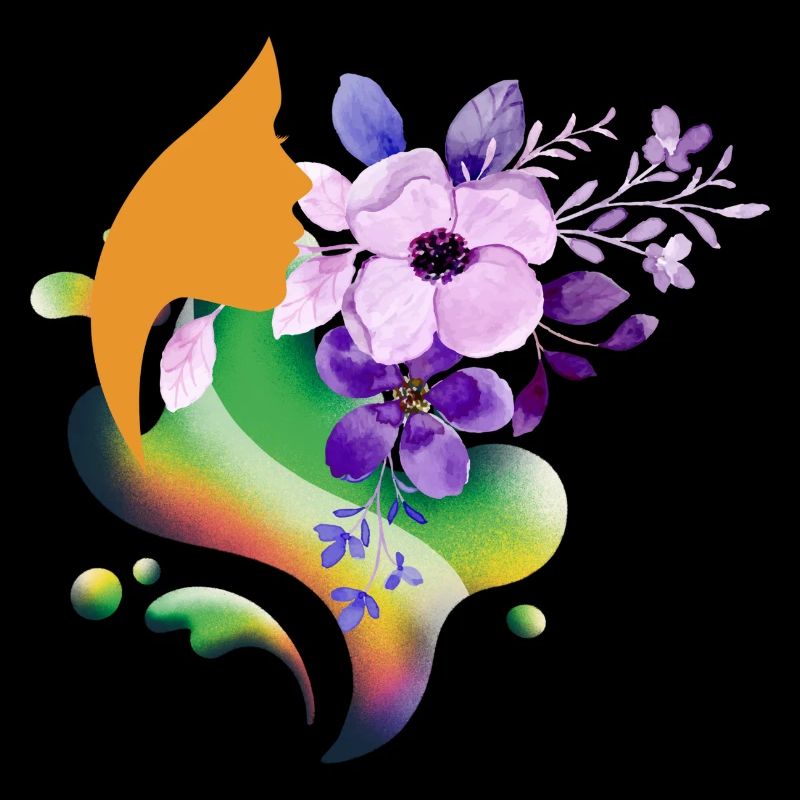 Silhouette arc-en-ciel florale