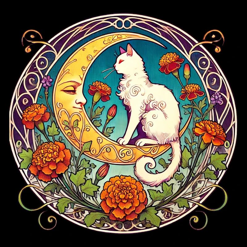 Chat au clair de lune en arc floral