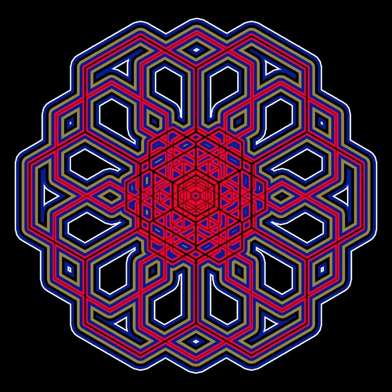 Yoga Meditation Trance Geometry Mandala Red Blue