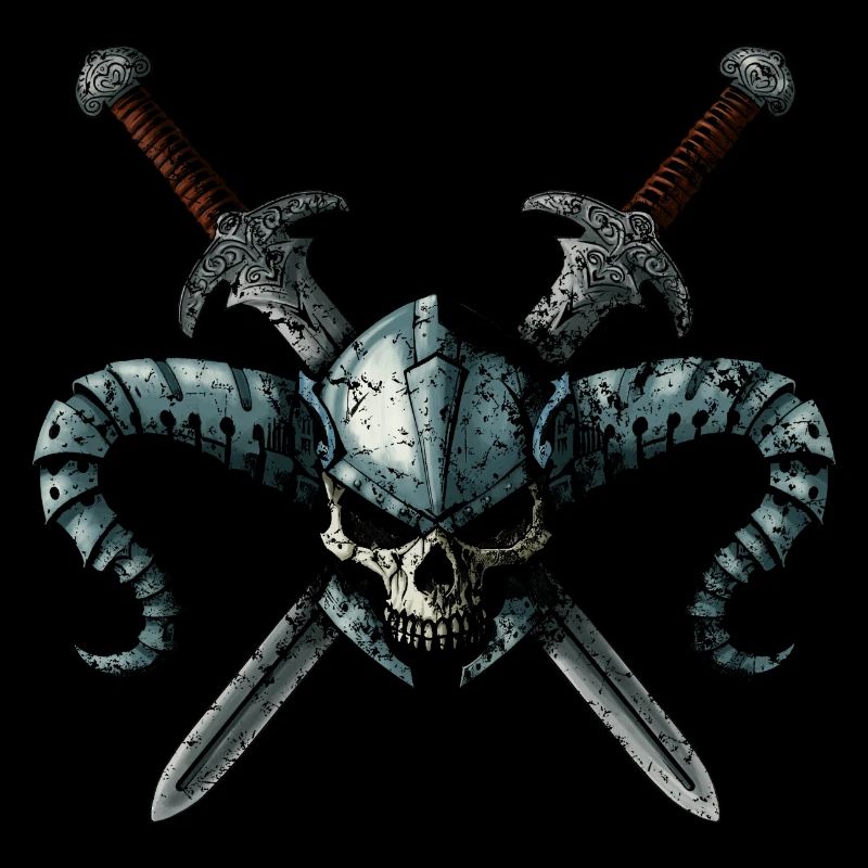 Warrior Skull 2 swords