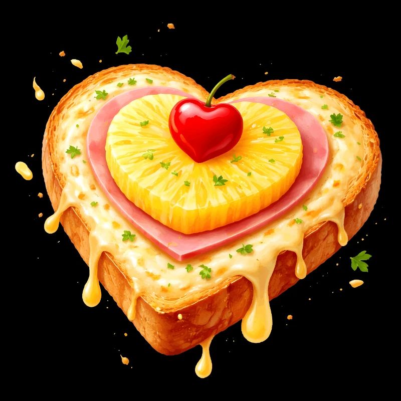 Toast in Herzform mit Ananas Illustration