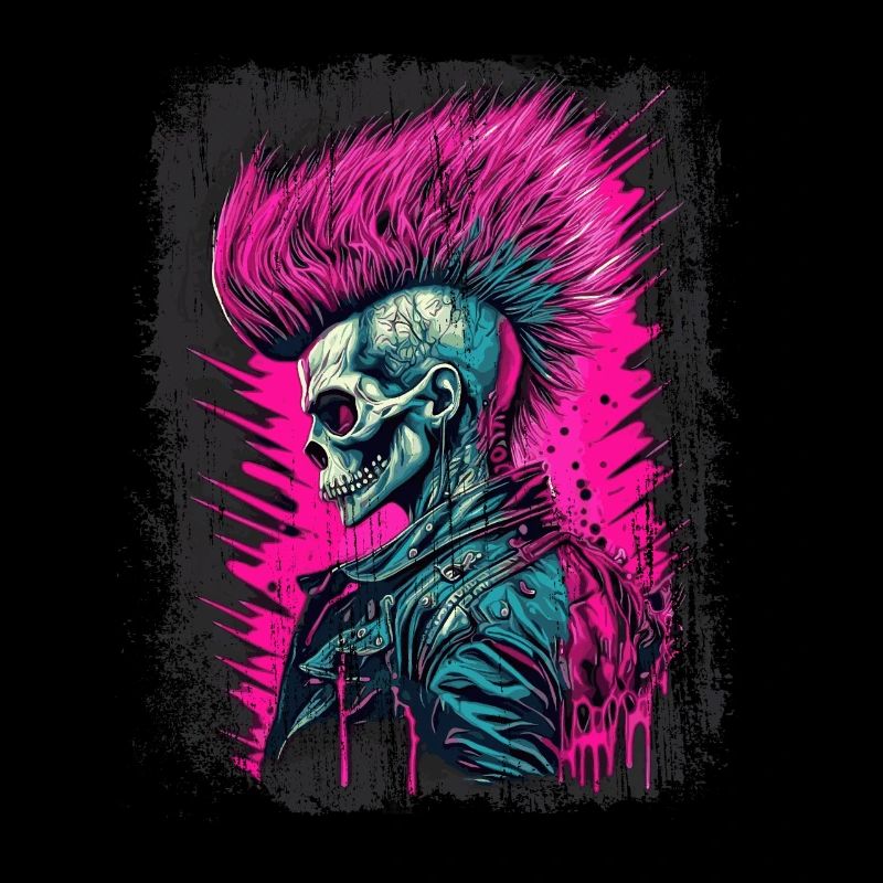 Synthwave Zombie Skull