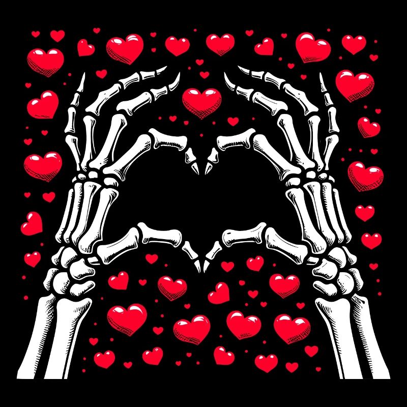 Skelett Hand Herz Valentinstag Freund Liebe Spaß