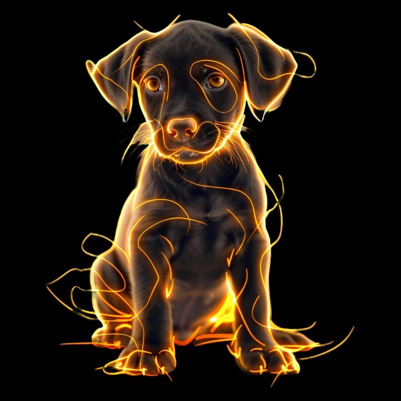 Cute Puppy with Glowing Lines V2