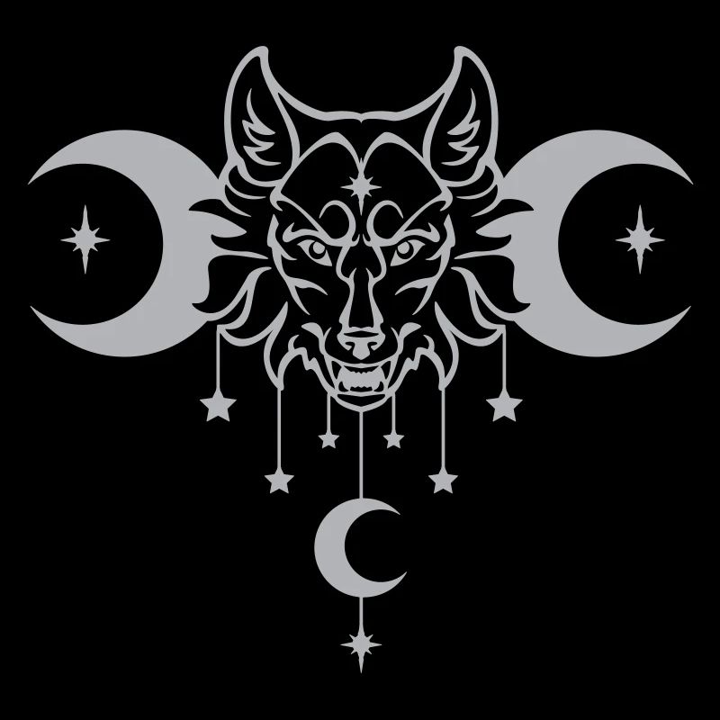 Wicca Moon Wolf - Anpassbare Farbe