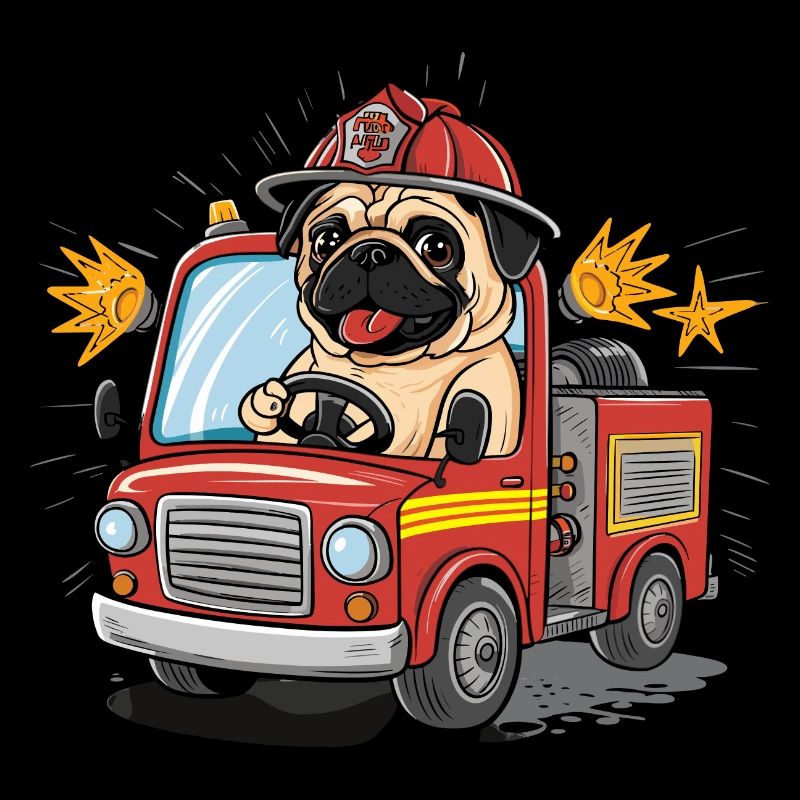 Mops Hundehalter Mops Feuerwehr