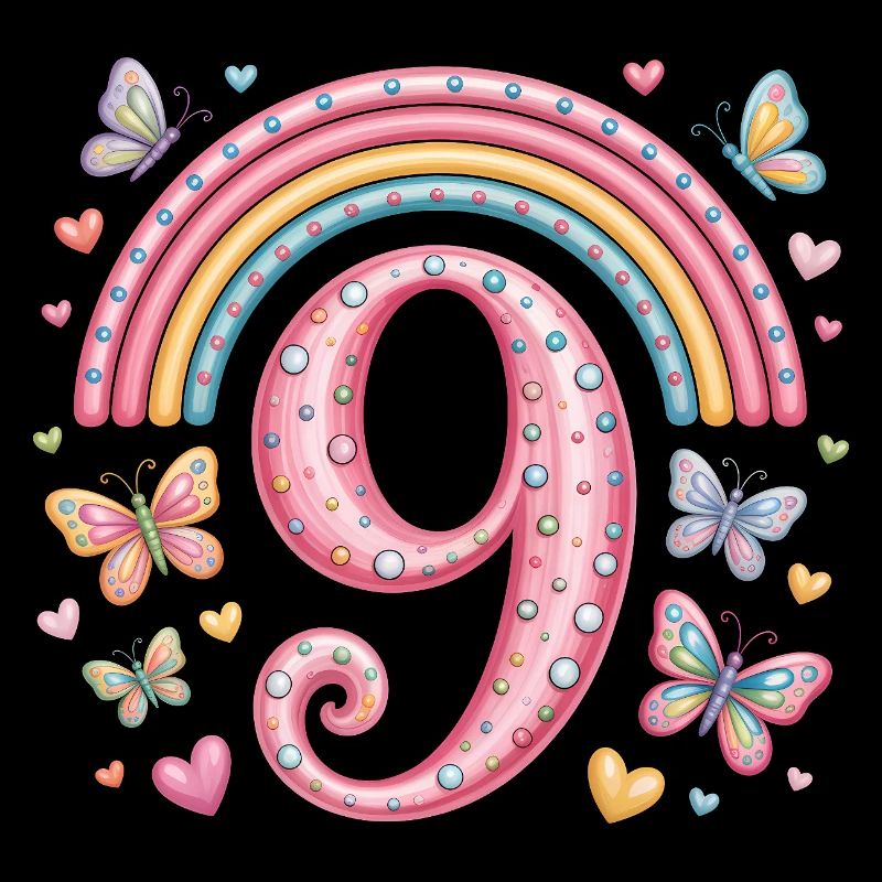 Regenbogen Schmetterling 9. Geburtstag Mädchen