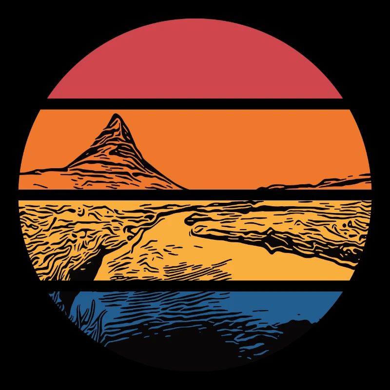 River at sunset with mountain