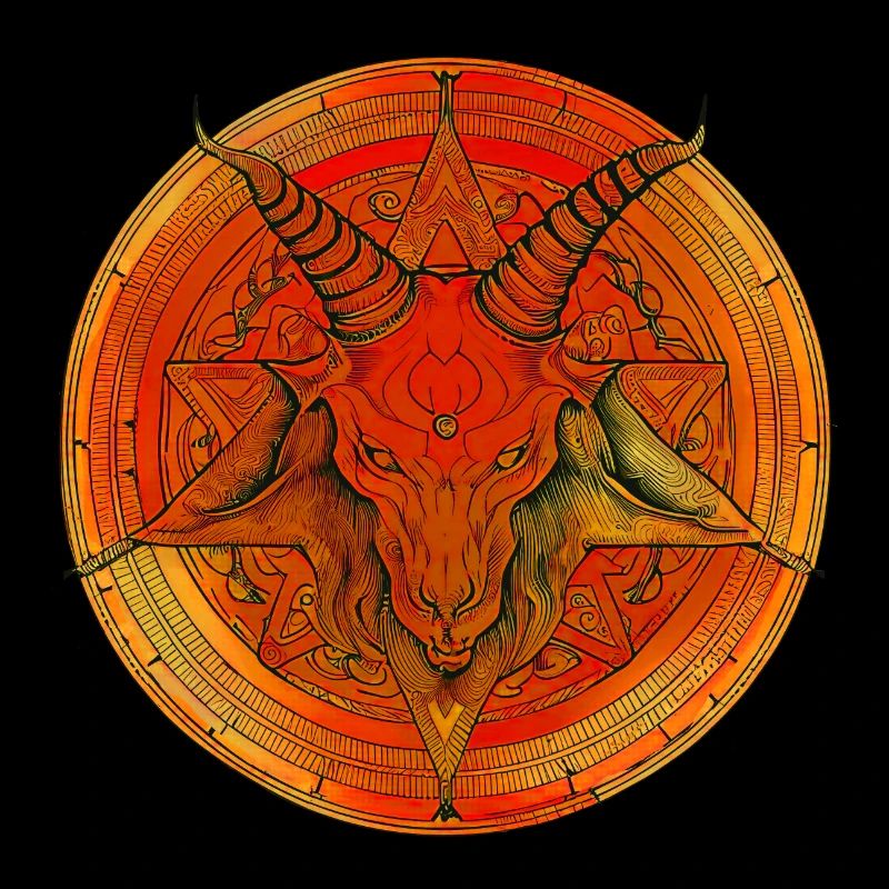 Pentagram surmounted by a head of baphomet