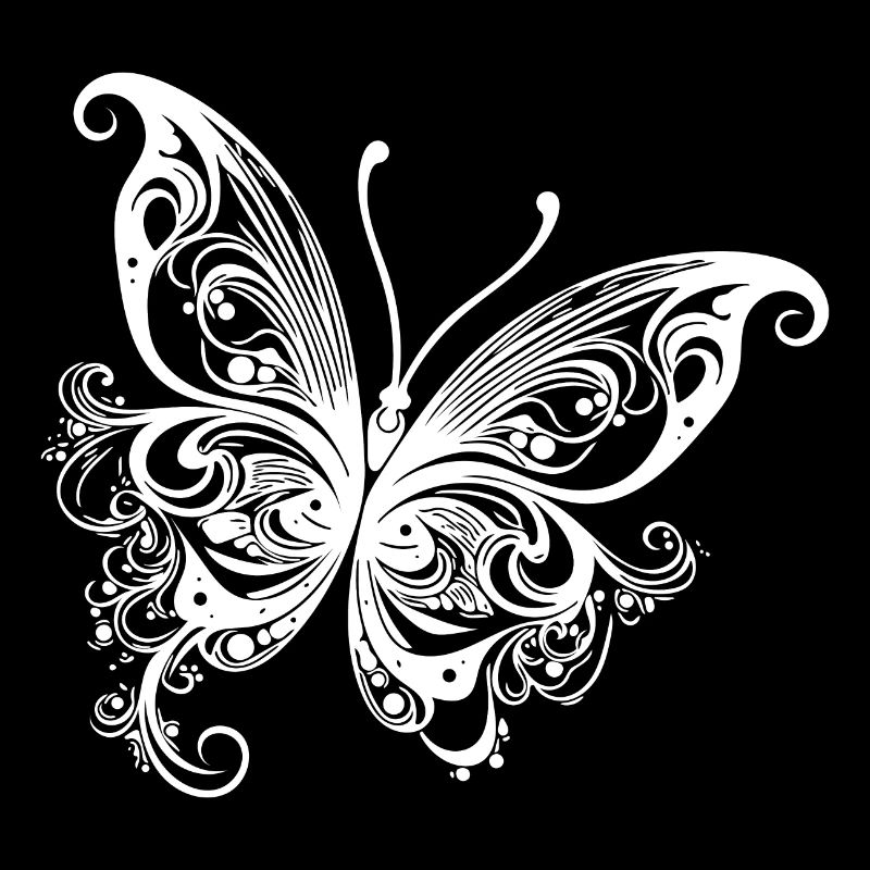 Lines and Dots Style Butterfly Drawing