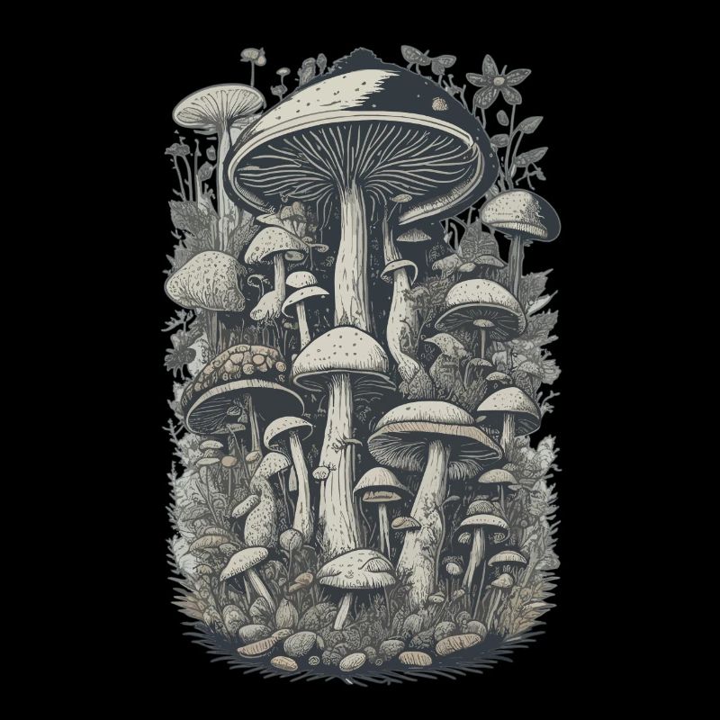 Champignon cueilleur de champignons dans la conception de forêts naturelles