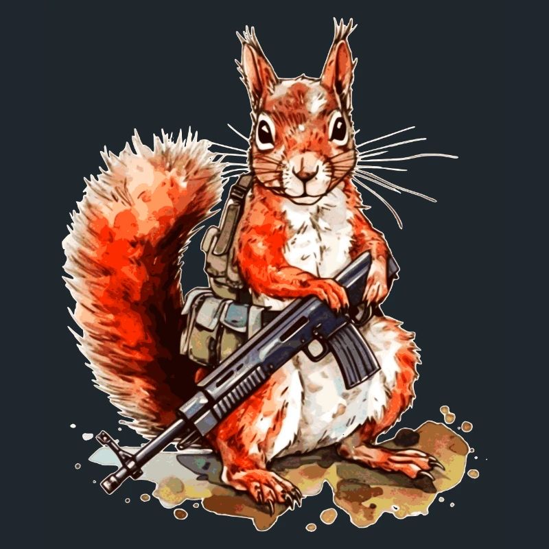 Eichhörnchen mit Maschinengewehr ist bewaffnet