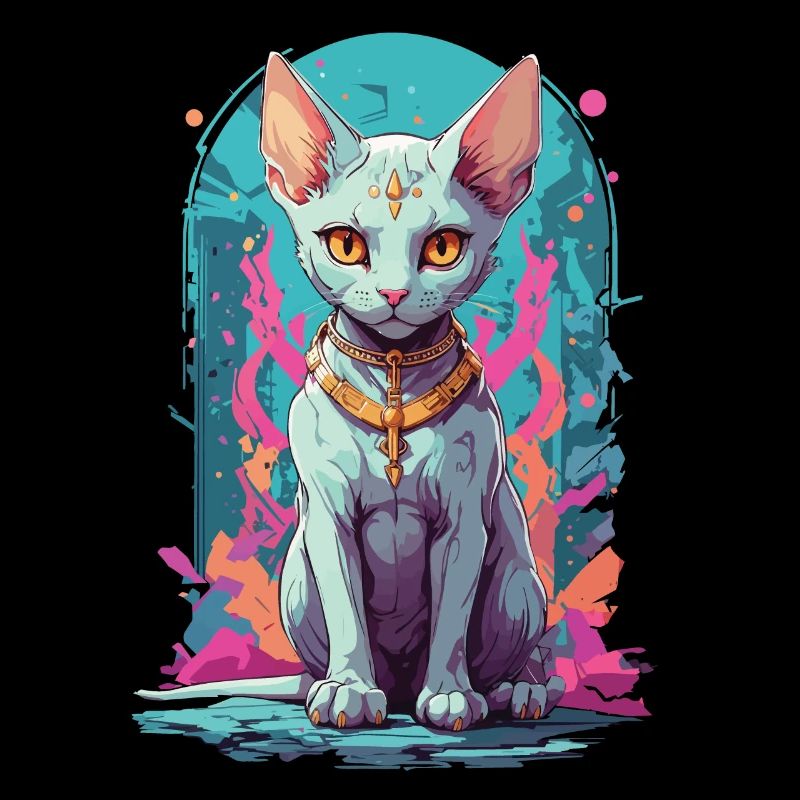Kawaii Gothique Sphynx Chat Pastel Design Occulte