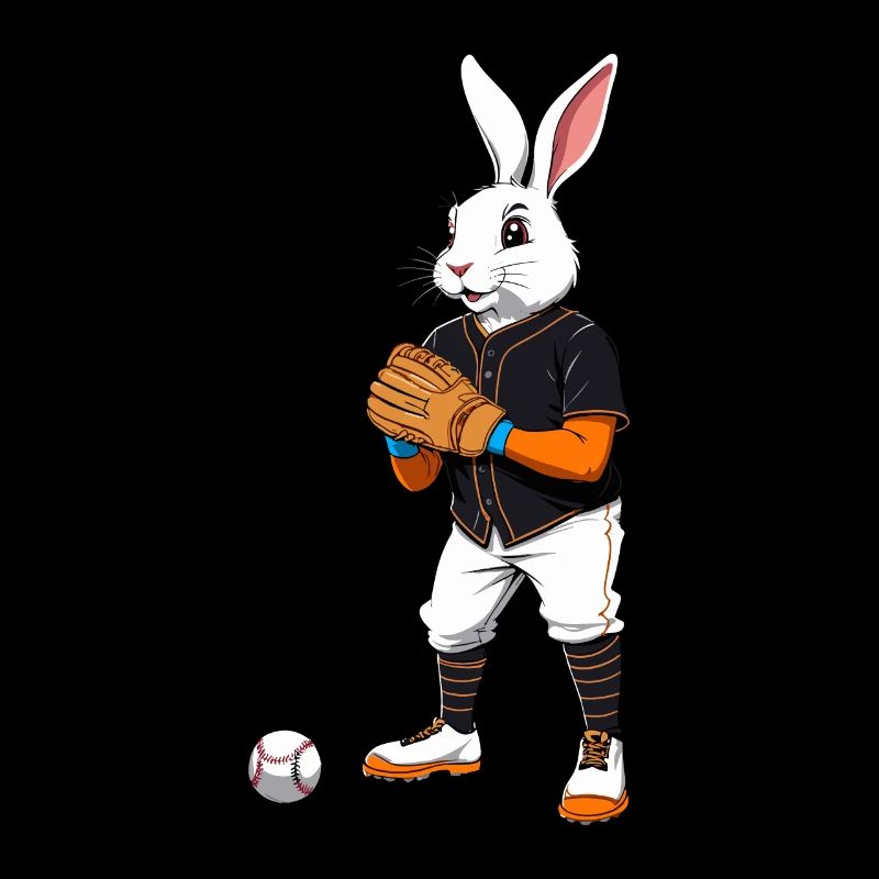 Joueur de baseball lapin de Pâques et baseball de Pâques dans