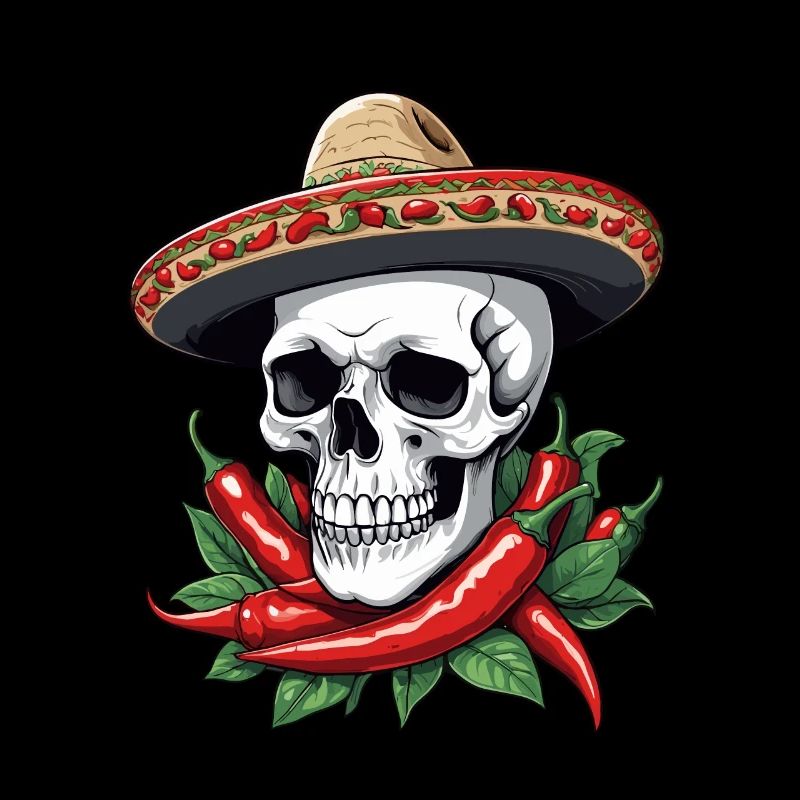 Aesthetic Chili Skull Design Mexican Style