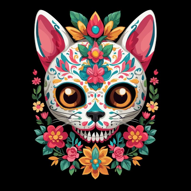 Zuckerschädel Katze Mexikanischer Feiertag Design
