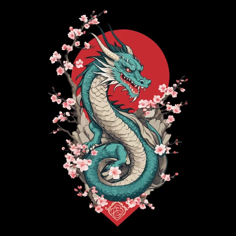 Drachen Anime Fan Japanischer Drache Vintage Stil
