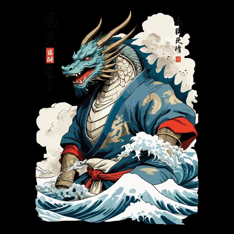 Vintage Samurai Drachen Anime Japan Kunst